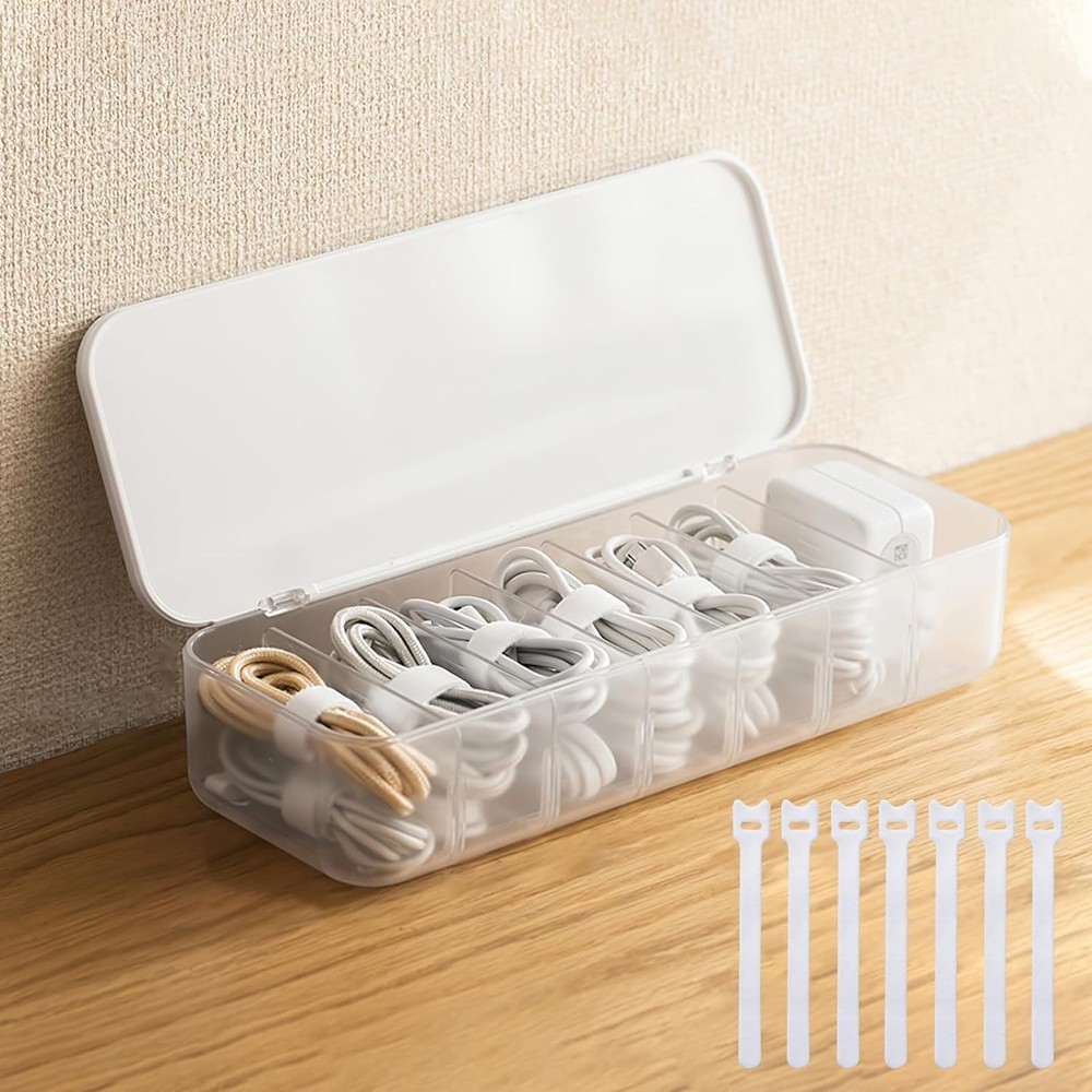7-Compartment Dustproof Cable Organizer - Perfect for All Your Needs
