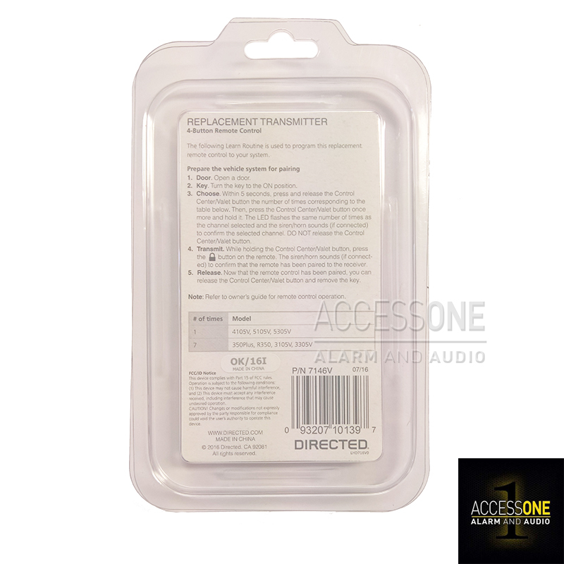 Viper 7146V New 4-Button Replacement Remote Control For The 5105V Viper System