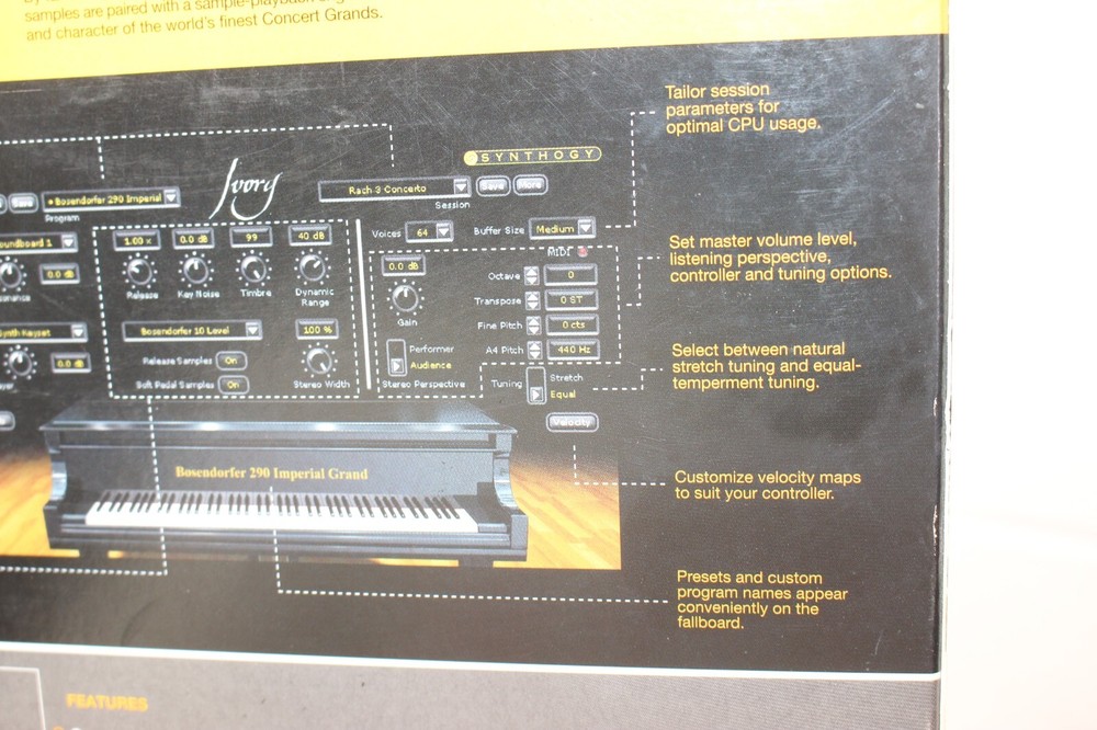 Ivory Grand Pianos Synthogy w Box - User Manual + 6 Discs ONLY Computer Software