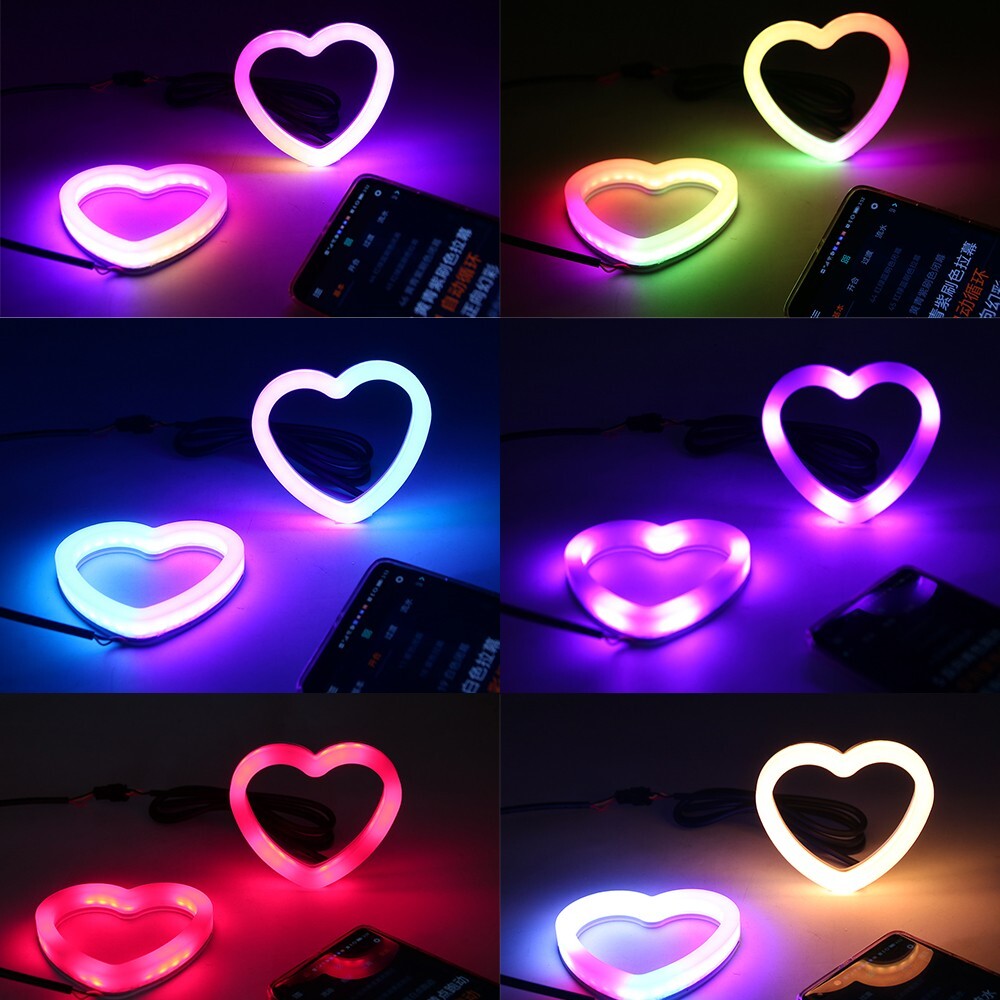 APP control Car RGB Heart LED Angel Eyes Halo Rings Headlight DRL Light Retrofit