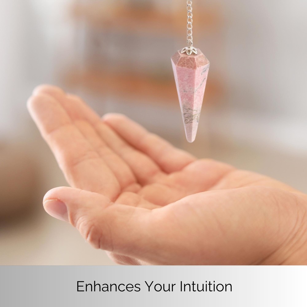 Rhodonite Pendulum Crystal, Faceted Pendulum Divination Tools, Dowsing Pendulum