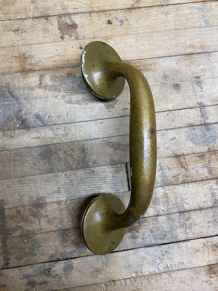 Antique Large Solid Brass Industrial Door Pull Handle 7-1/2” 1lb 4oz