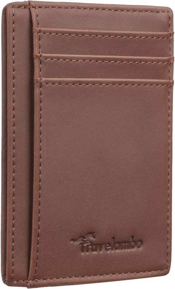 Slim Wallet Front Pocket Minimalist Leather RFID Blocking Medium Size