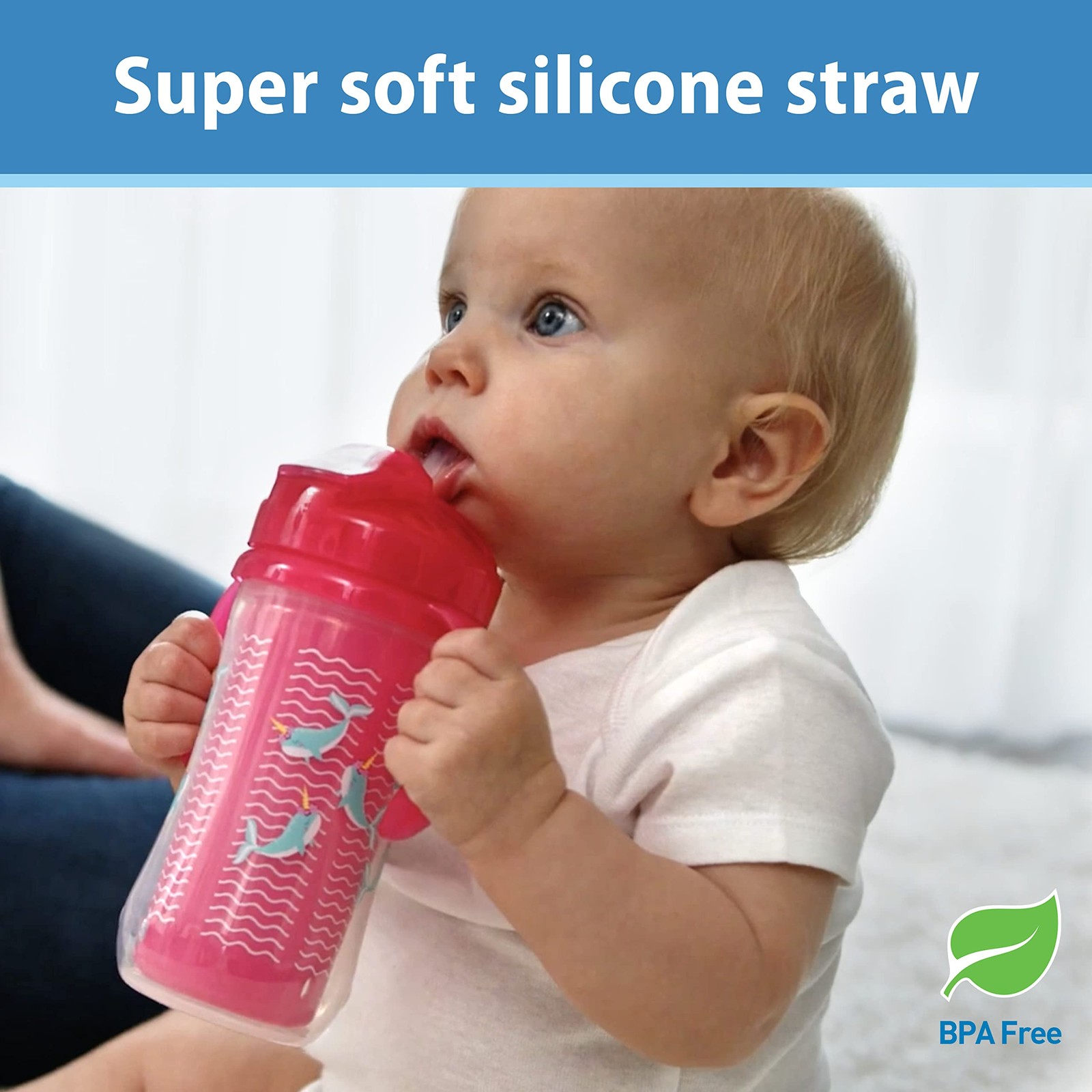 Dr Brown's Milestones 10 oz Insulated Straw Cup 2 Pack Pink Spill Proof Sippy