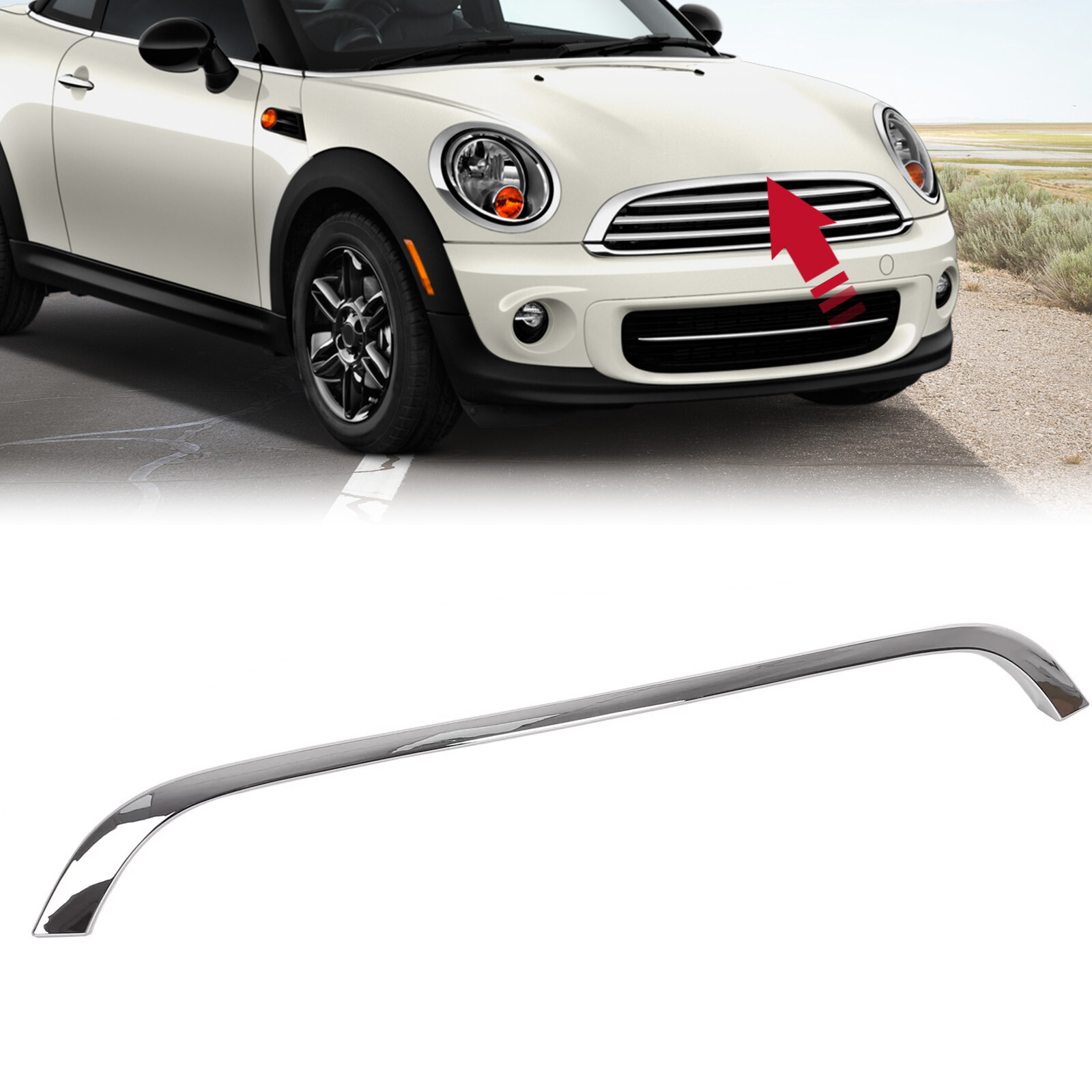 NEW For Mini Cooper 2007-15 ABS Molding Chrome Hood Molding Trim MC1235100 Grill