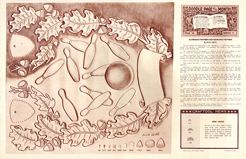 Leather Craft Doodle Page,             ALTERNATE PATTERN FOR BOWLING PATTERN