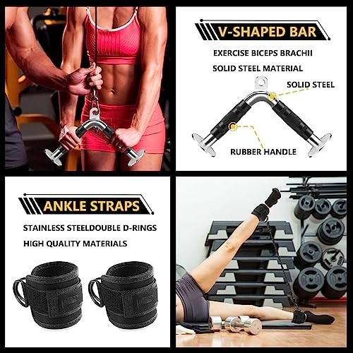 LAT Pulldown Cable Machine Attachment, Triceps Pull Down Accessory for Home Gym