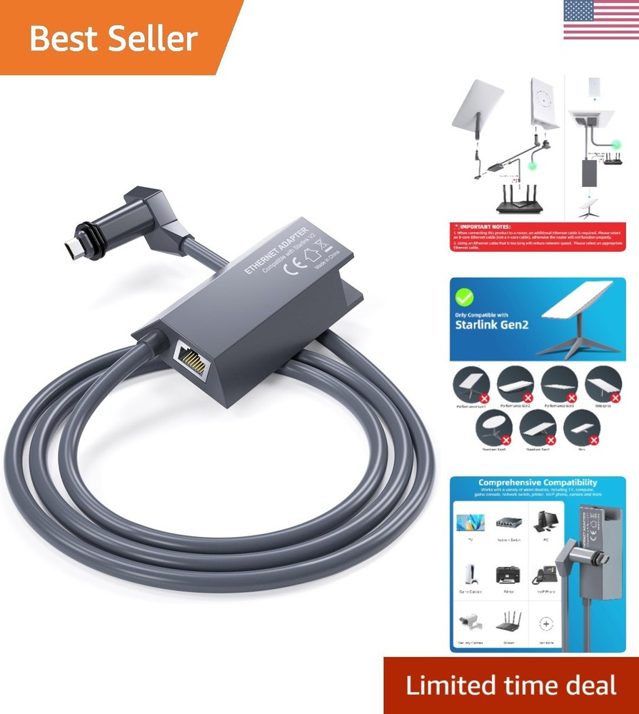 Starlink V2 Ethernet Adapter - Simplify Wired Internet Setup & Connectivity