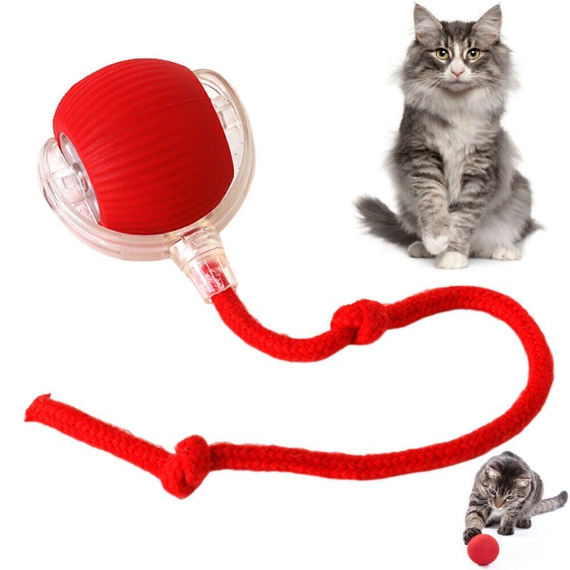 Automatic Rolling Ball Smart Cat Dog Toy Electric Pet Self-Moving Kitten (RED)