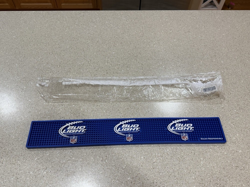 Bud Light NFL Rubber Bar Mat - New In Plastic