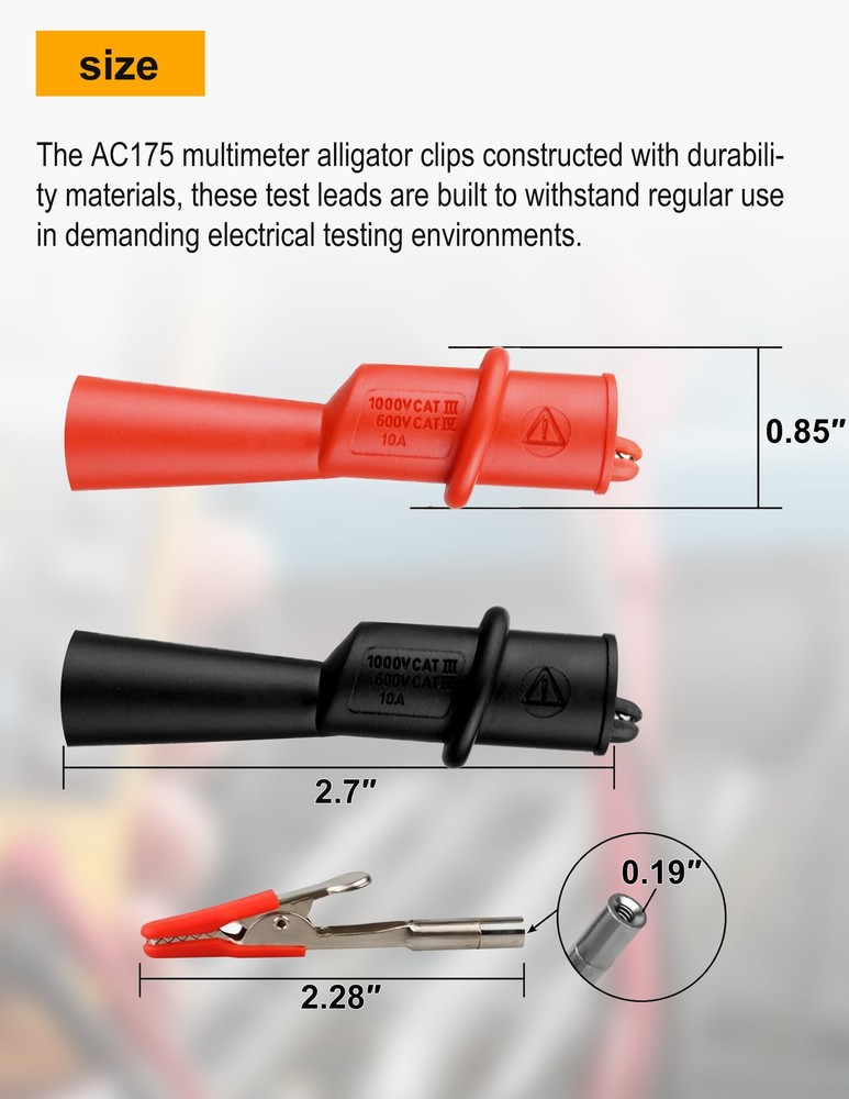 ZIBOO AC175 Threaded Slide-On Alligator Clip Set