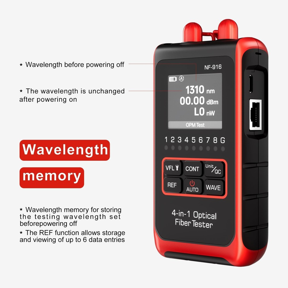 Fiber Optical Power Meter Wavelength Network Cable Tester LAN Wiring Diagnostics