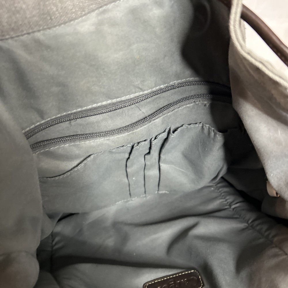 Cargoit Gray Canvas Backpack Magnetic Closures Pockets Straps and A Deep Inside