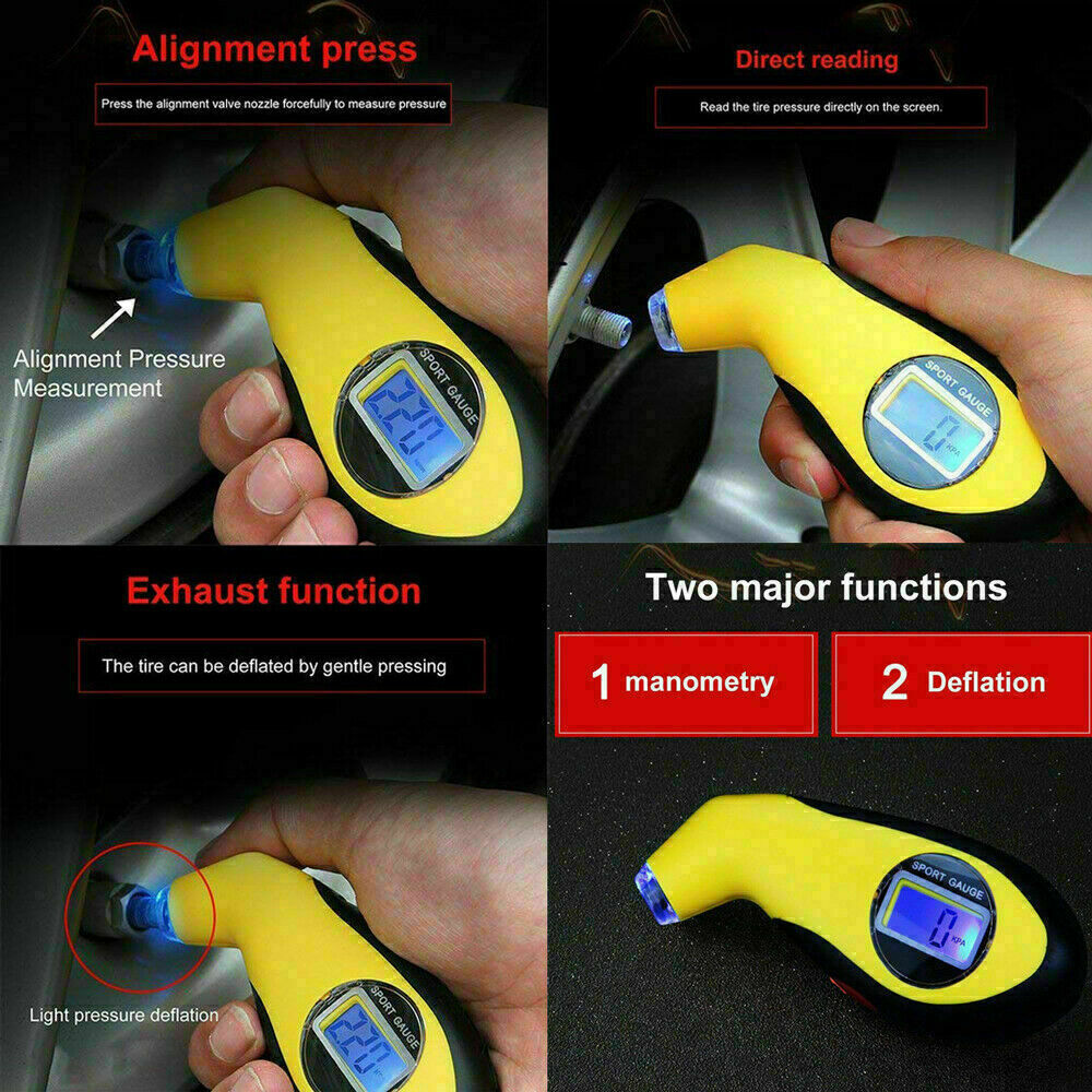 Tire Pressure Gauge Digital LCD Handy Air Gauge For Car Truck Motorcycle Bicycle