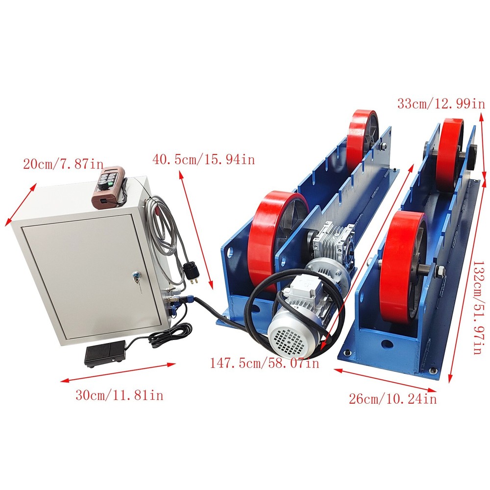 220V 3T Adjustable Welding Turning Roller Remote Control Welding Roller Rack