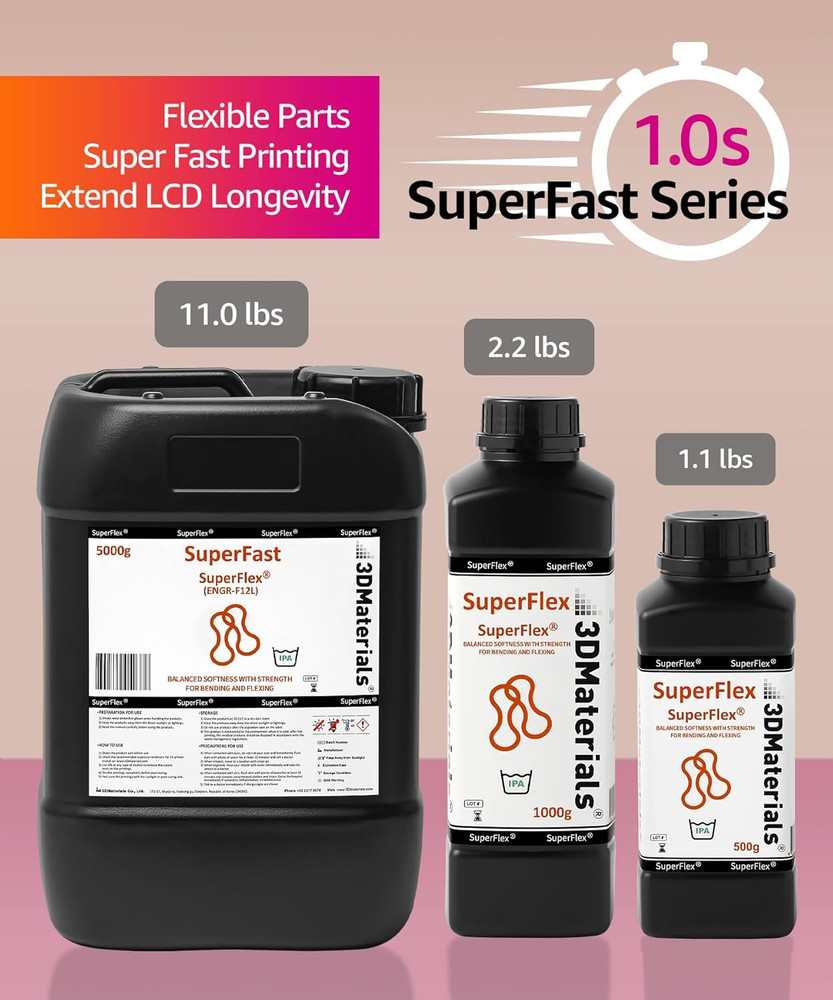 Superflex 3D Printer Resin, Softness 80A Simulating Flexible Rubber, Made in Kor