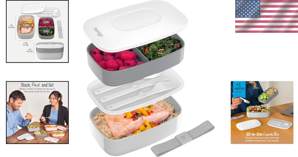 Elegant Bento Box with Removable Utensils - Space-Saving & Durable Design