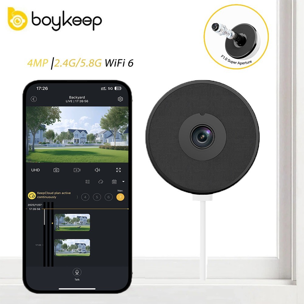 boykeep 4MP Window Camera 5G WIFI Security Camera System Color Night Vision