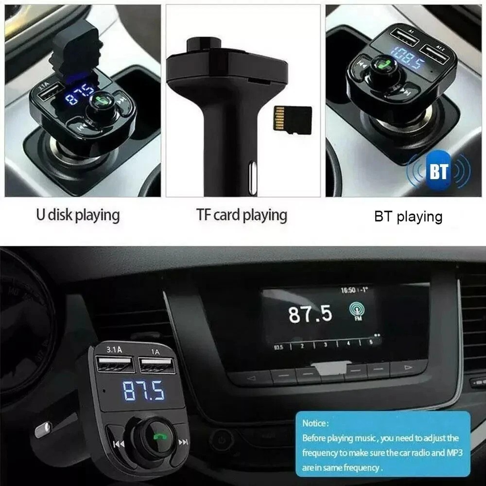 Wireless Bluetooth FM Transmitter & MP3 Player With Hands-Free Calling Radio USB