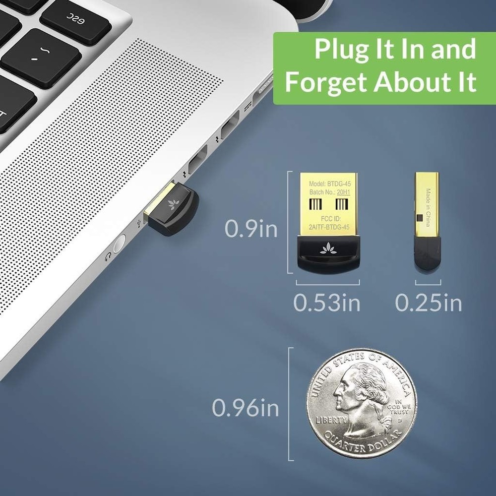 DG45 USB Bluetooth Adapter Dongle for Windows 11/10/8.1/8 - Connect 7 Devices