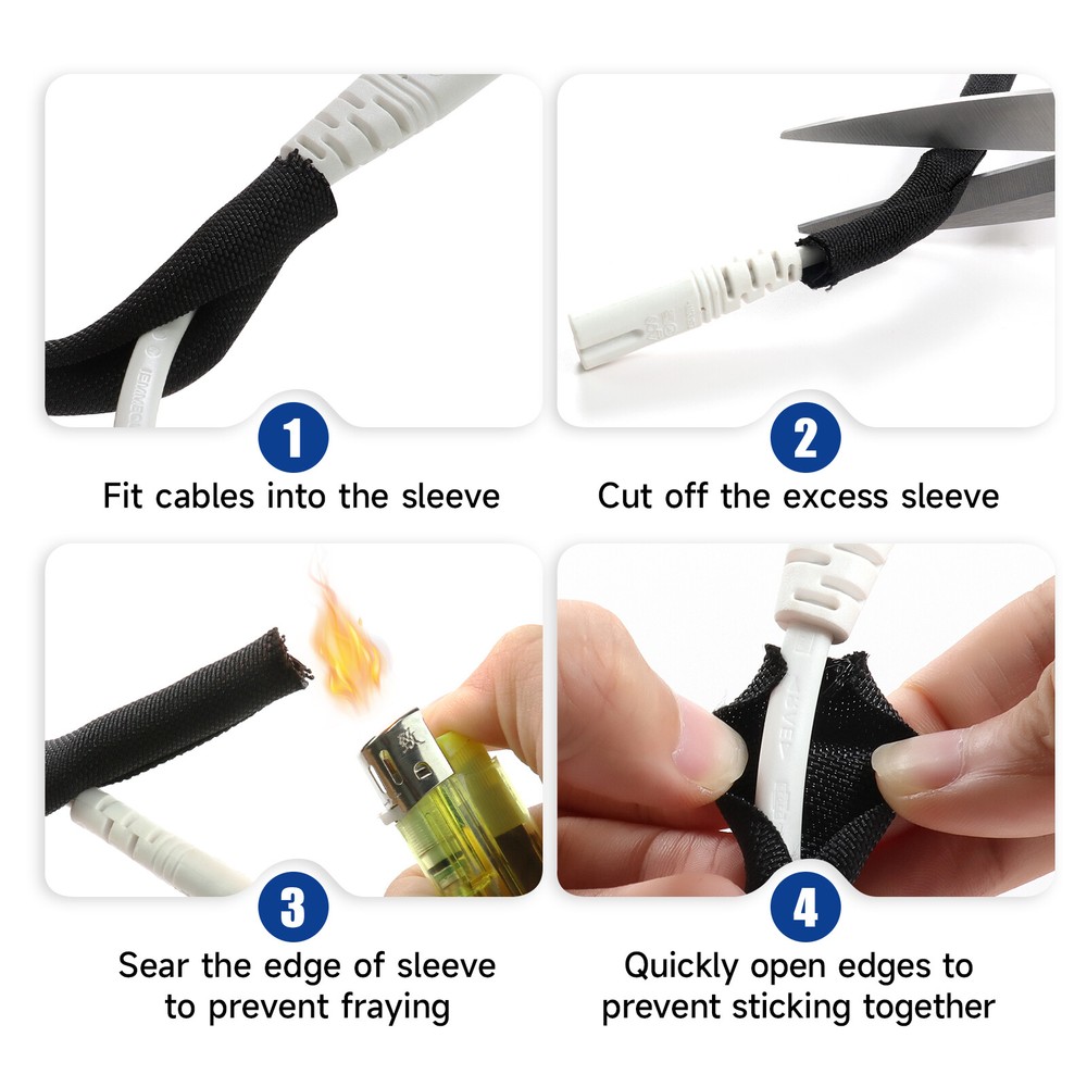 Self-wrap Around Cable Wrap Split Braided Cable Sleeving Auto Harness Protector
