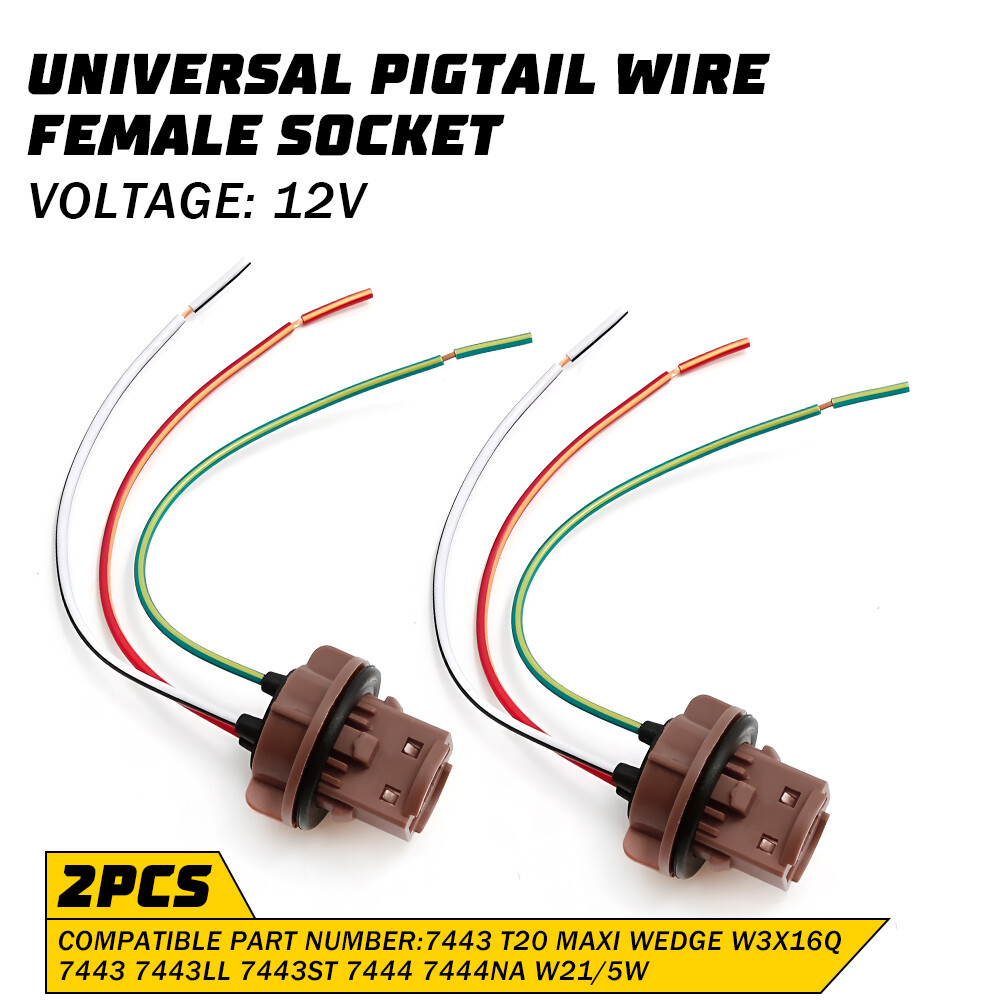 Universal Pigtail Wire Female Socket 7443 Light Bulb Harness Connector Socket E