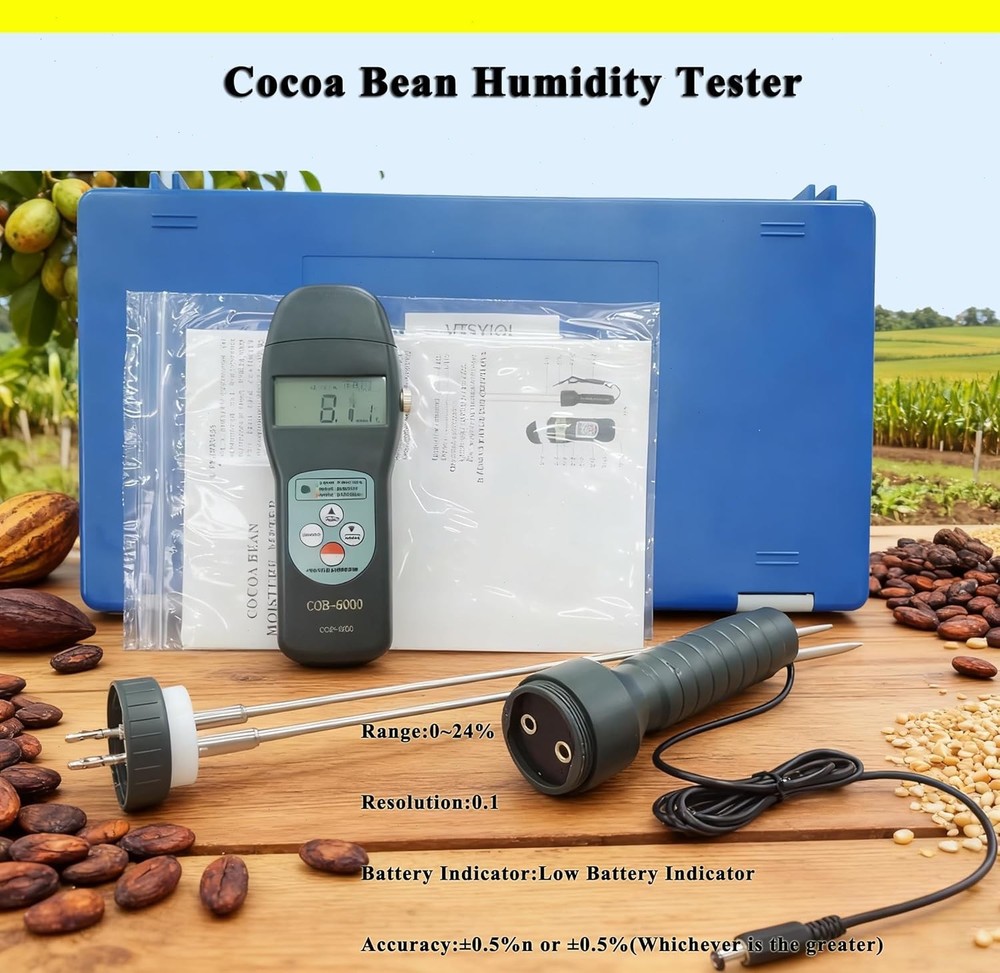 Cocoa Beans Moisture Meter Coffee Moisture Meter with Range 0-24% Resolution 0.1