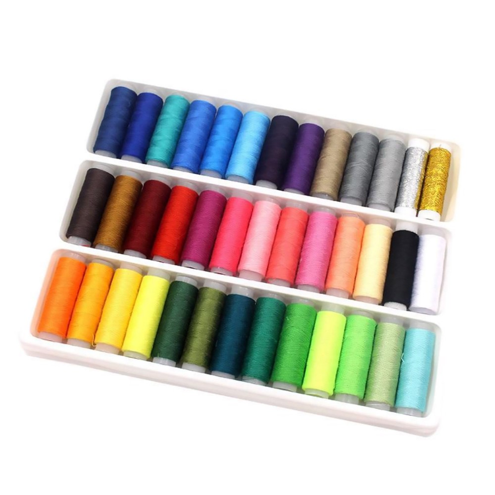 39Pcs Colored Sewing Thread Set Mixed Colors Polyester Spool 250 Yards/Axis