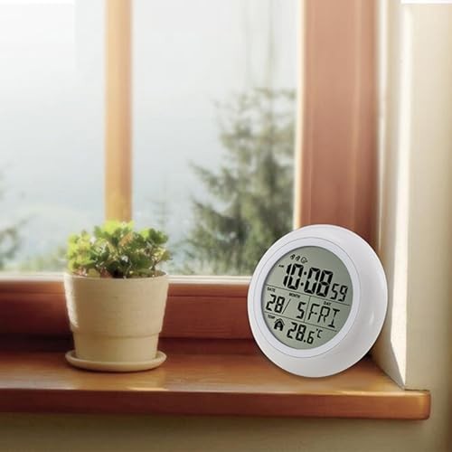 Shower Wall Clock, Digital Timer Shower Clock Waterproof, Bathroom Clock White