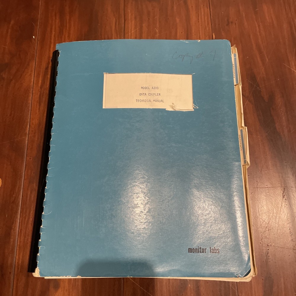 Monitor Labs Model 4200 Data Coupler Technical Manual