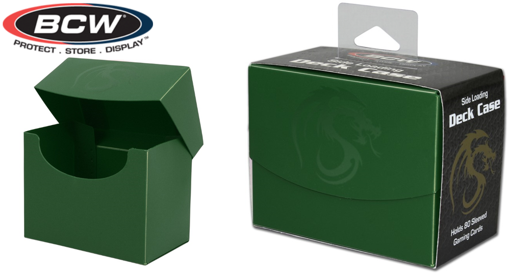 Green Side Loading Gaming Deck Case - Holds 80 Sleeved Gaming cards - Protector