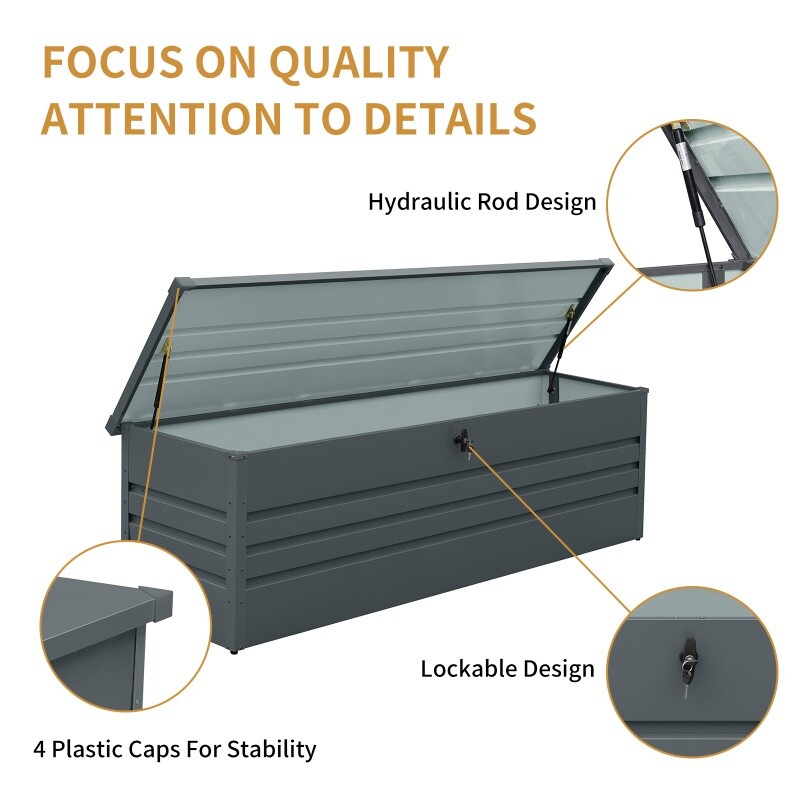 260 Gallon Outdoor Deck Box Metal Storage Box Multi-function Container Lockable