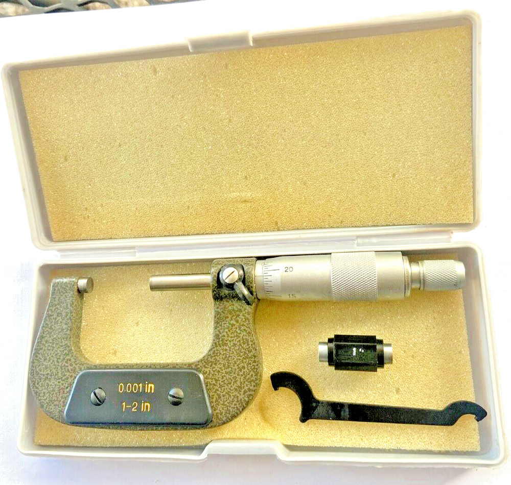 Outside Micrometer 1 to 2 inch X 0.0001" Solid Metal Frame carbide tip