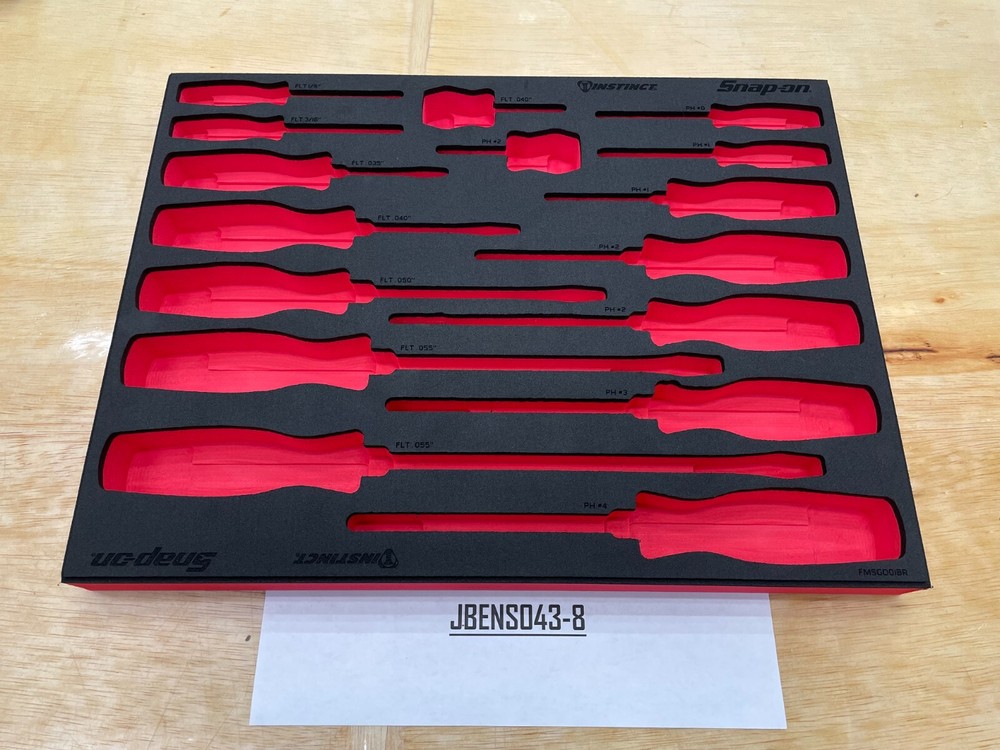 Snap-on Tools RED FOAM ORGANIZER for 16pc Soft Grip Screwdriver Set FMSGD01BR