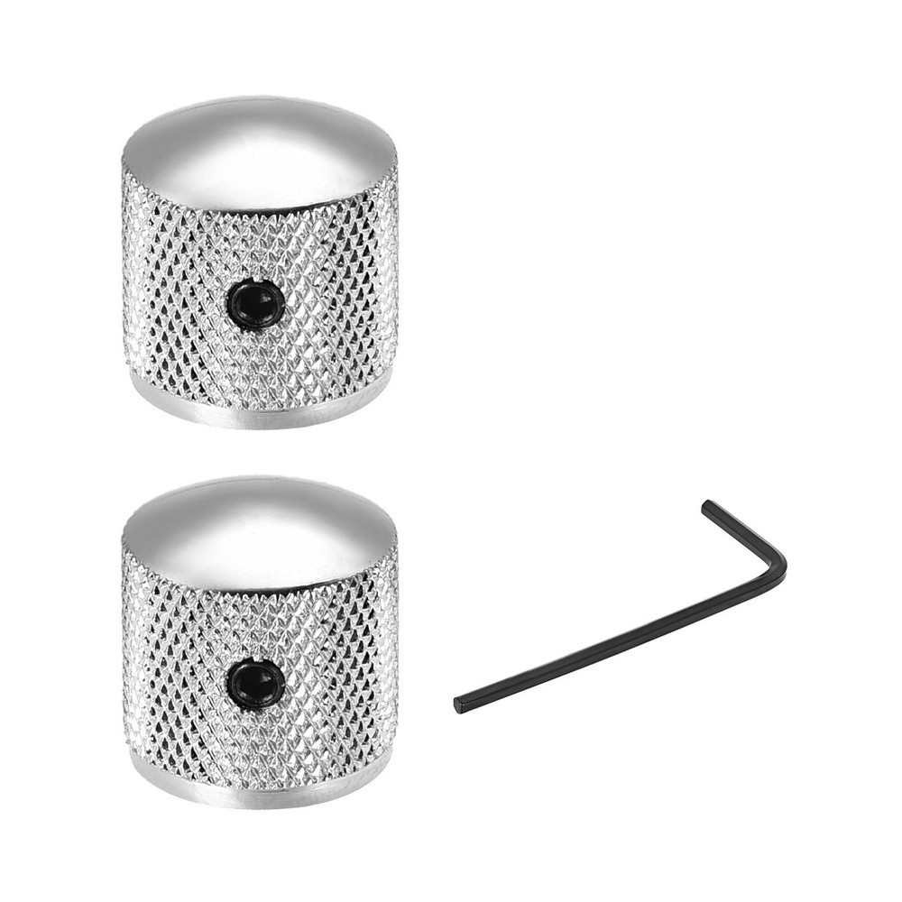 2pcs 6mm Metal Potentiometer Knobs For Guitar Bass Volume Tone Knobs Silver Tone