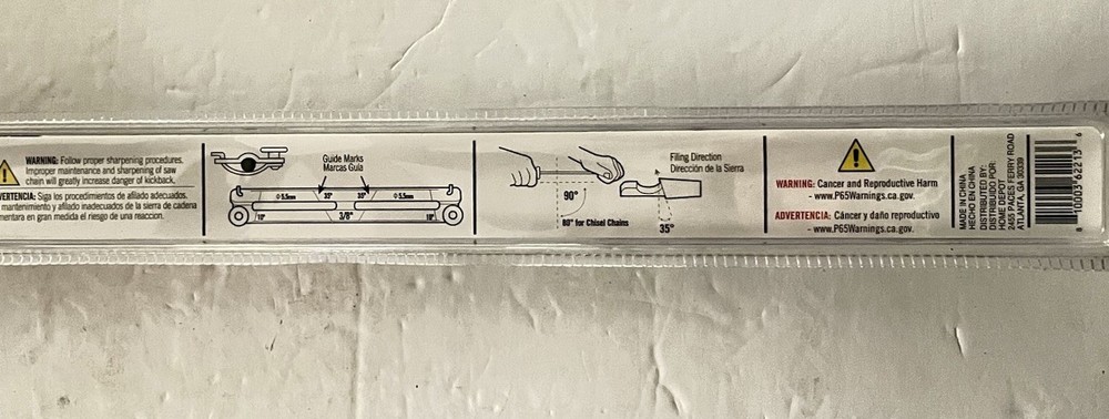 Power Care Chainsaw File Set 5/32" 3/16" 7/32" w/ Guide 3 Pack Sharpener