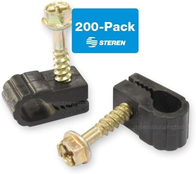200 Pack Durable Coaxial Cable Clips with Grip Technology for Clean Organization