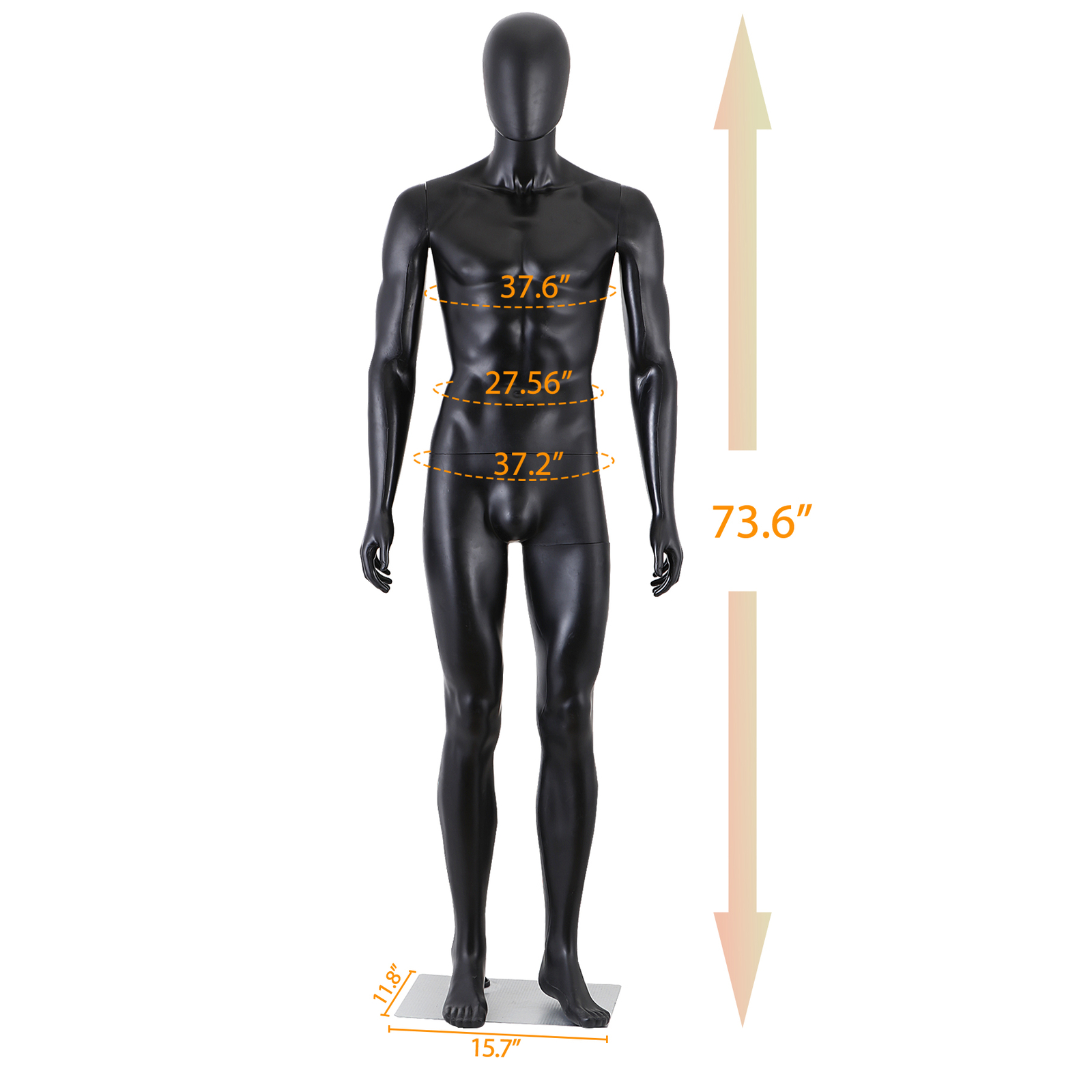 Male Mannequin Dress Form 73" Adjustable Mannequin Full Body Stand w/Base Black