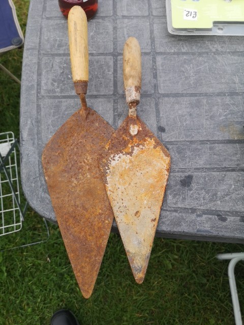 2 X Vintage Trowels Pointing Bricklayers Tool Bundle Trowel