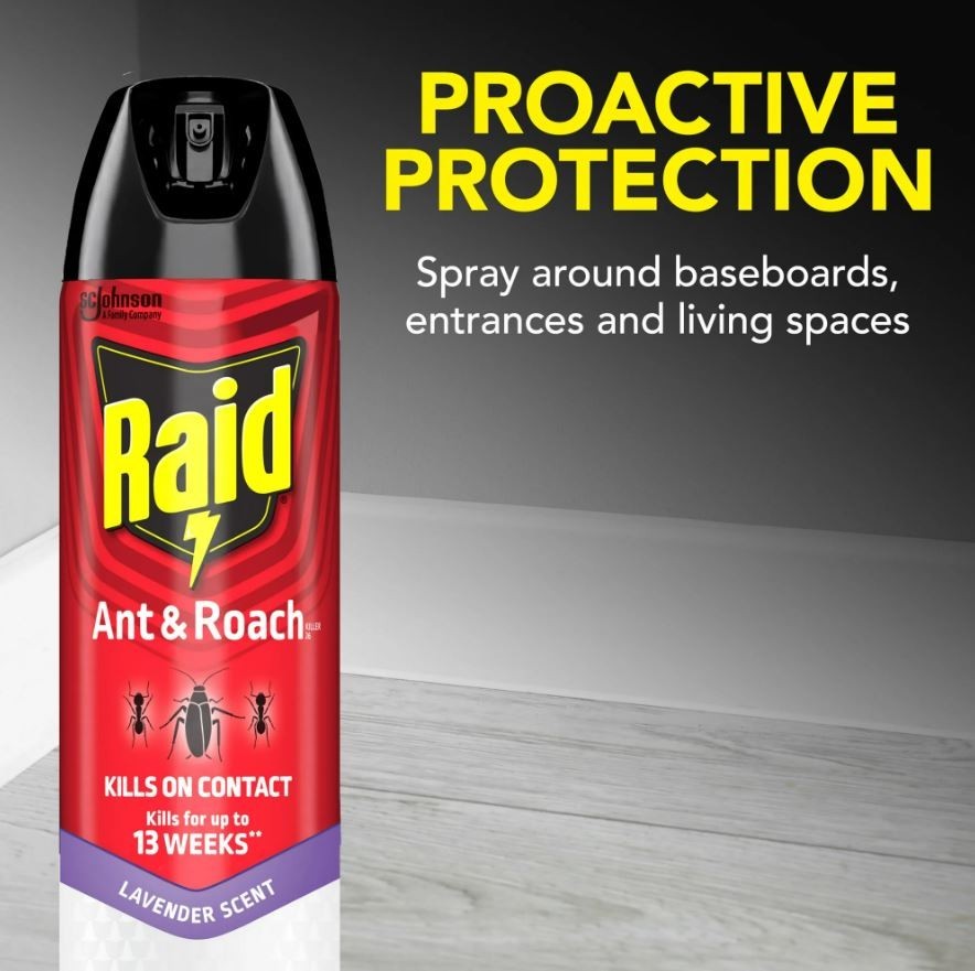 Raid Ant & Roach Killer Spray Lavender Scent for Listed Bugs 17.5 oz