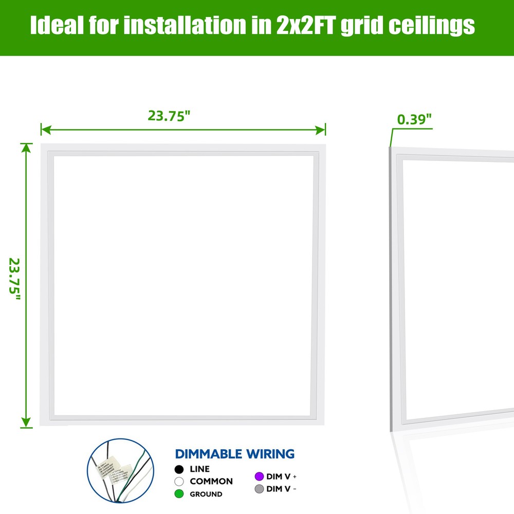 4Pack 2X2FT LED Flat Panel Light 45W Drop Ceiling Troffer Office Lamp 5000KWhite