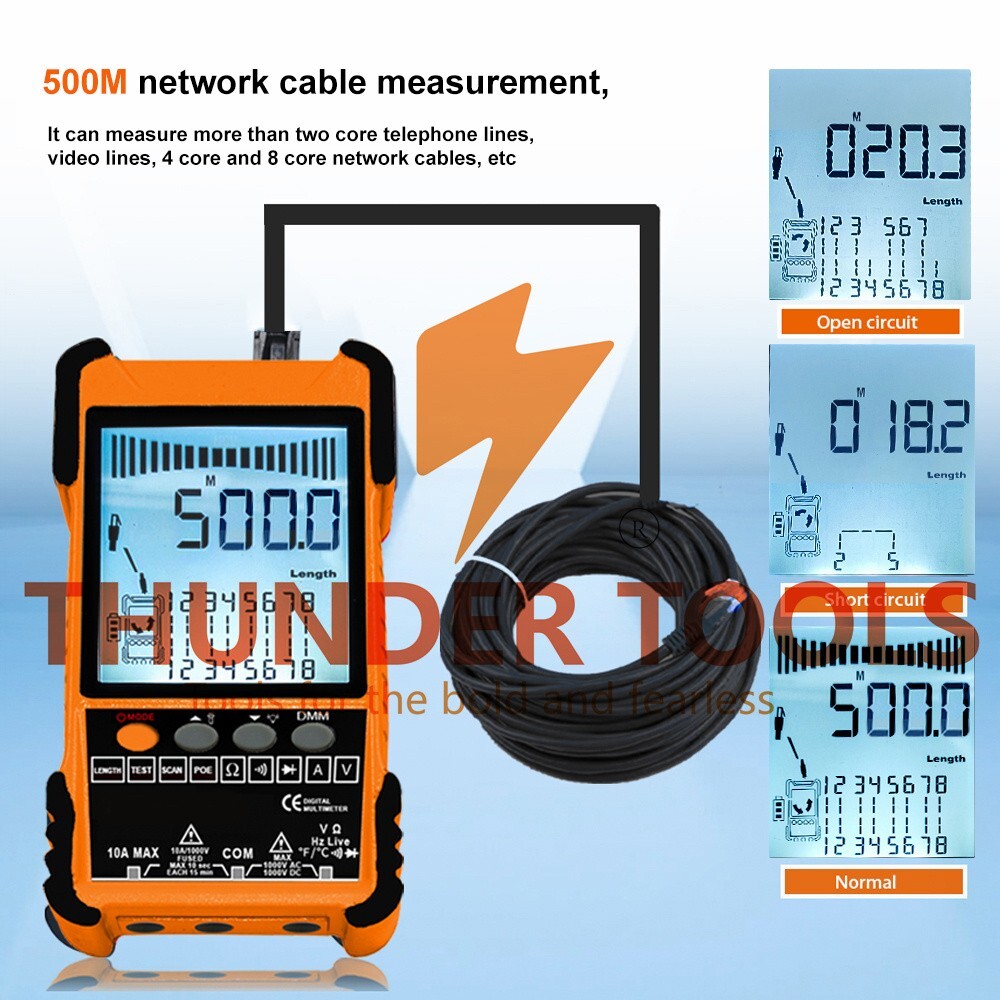 Thunder Tools 500M Handheld Portable Cable Tester with LCD Display Analogs