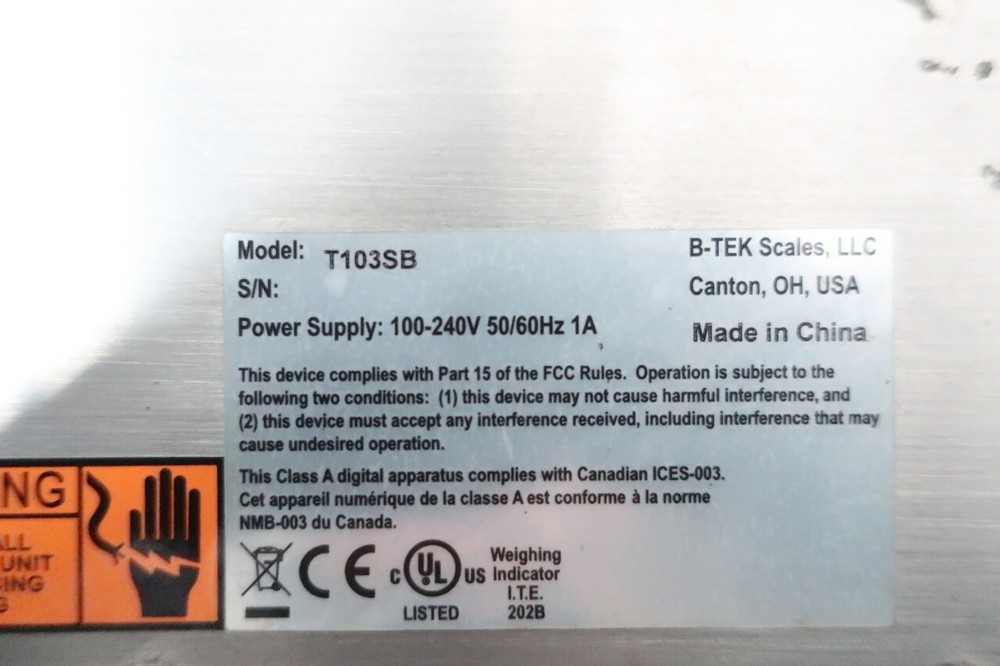 B-tek Scales T103SB Digital Scale Display