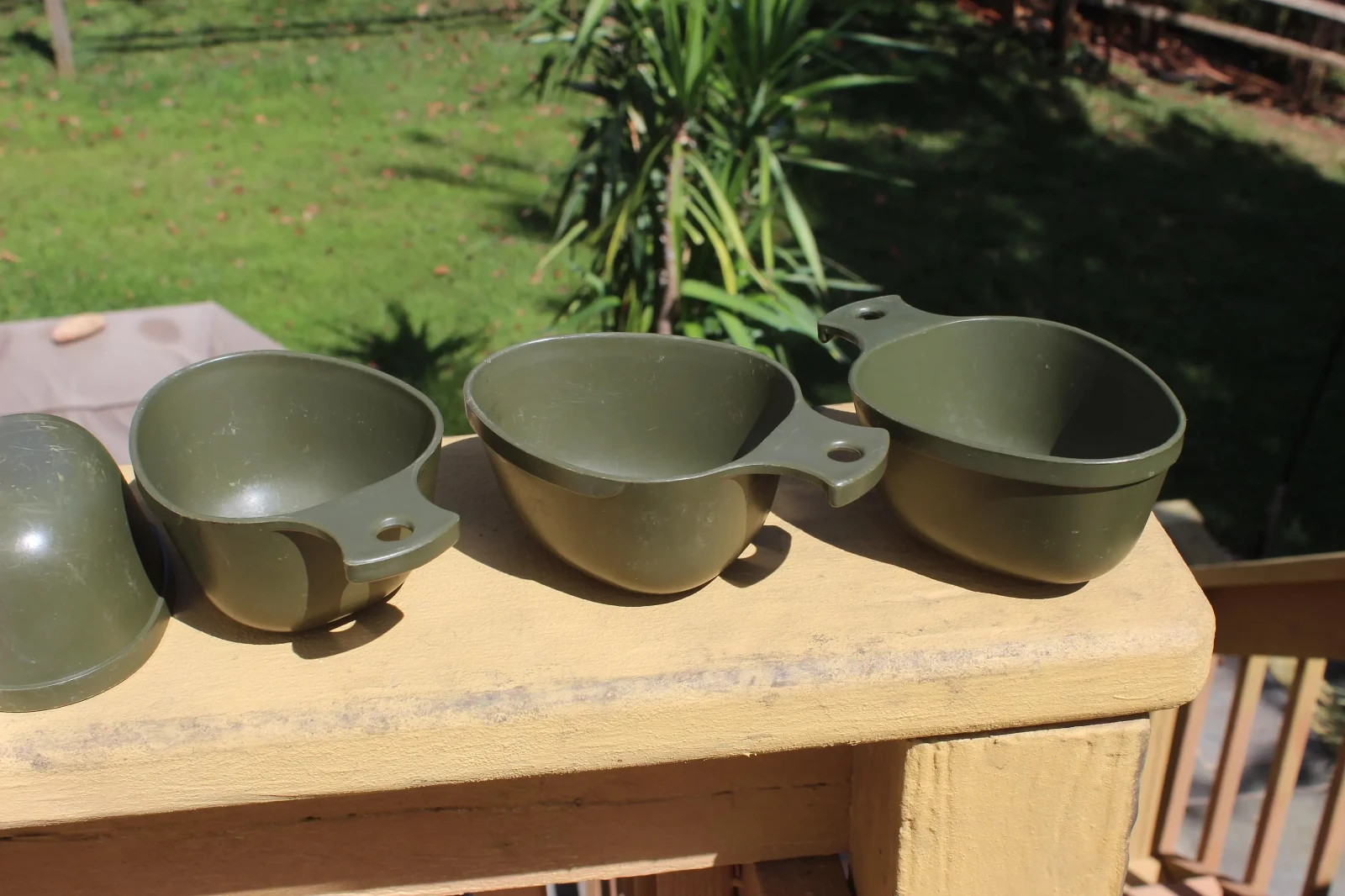 THREE Genuine USED Swedish Army Mess Kit Plastic Drinking Mug Kuksa Cup Kåsa