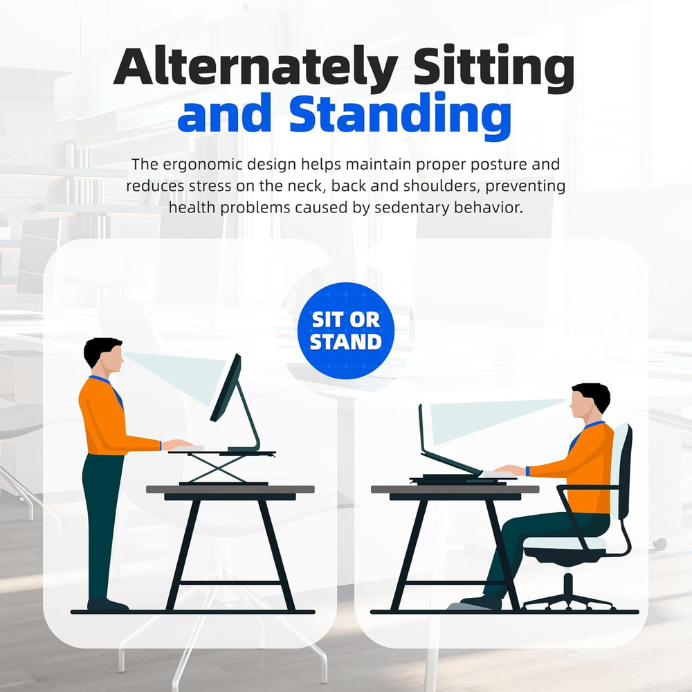 Standing Desk Converter Height Adjustable, Sit to Stand up Desk Riser Computer W