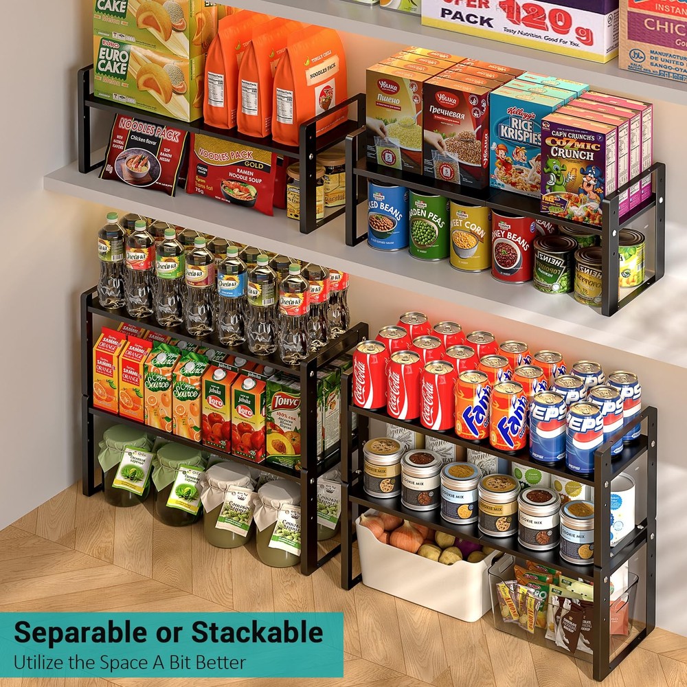 Astrorhine 2 Pack Expandable Cabinet Organizer Shelves 88lbs High Capacity Stack