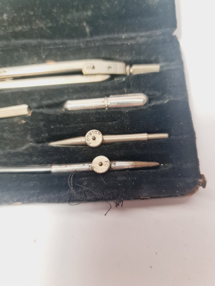 Vintage Boxed Technical Drawing Engineering Compass Set - Incomplete, Damaged