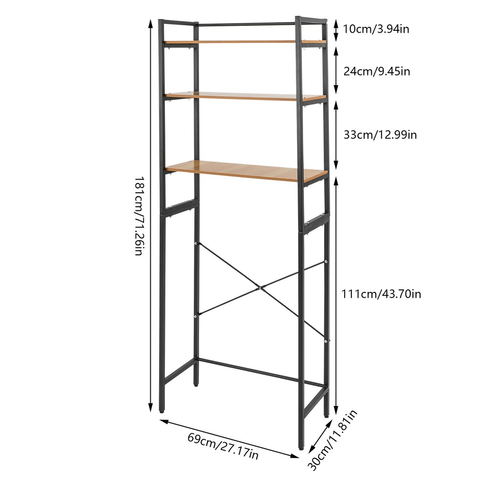Stylish 3-Tier Freestanding Washing Machine Shelf with Ample Storage