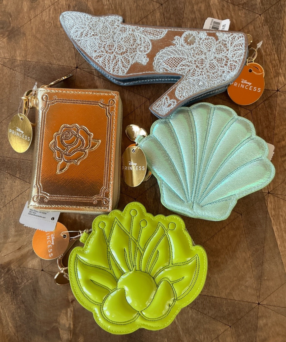 DISNEY PRINCESS COIN PURSE Belle, Tiana, Ariel & Cinderella Bath and Body Works