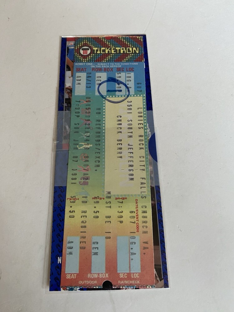 Concert Ticket Stub 1981 Chuck Berry Ticketron VA